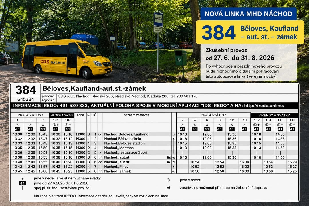Nowe połączenie autobusowe w Náchodzie: Zamek połączony z Malymi Łaźniami - Czechy