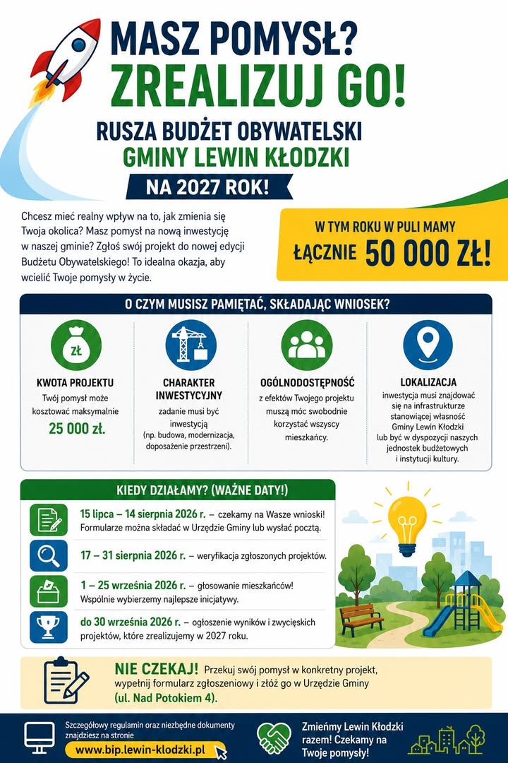 Budżet Obywatelski w Gminie Lewin Kłodzki na rok 2027 - Lewin Kłodzki