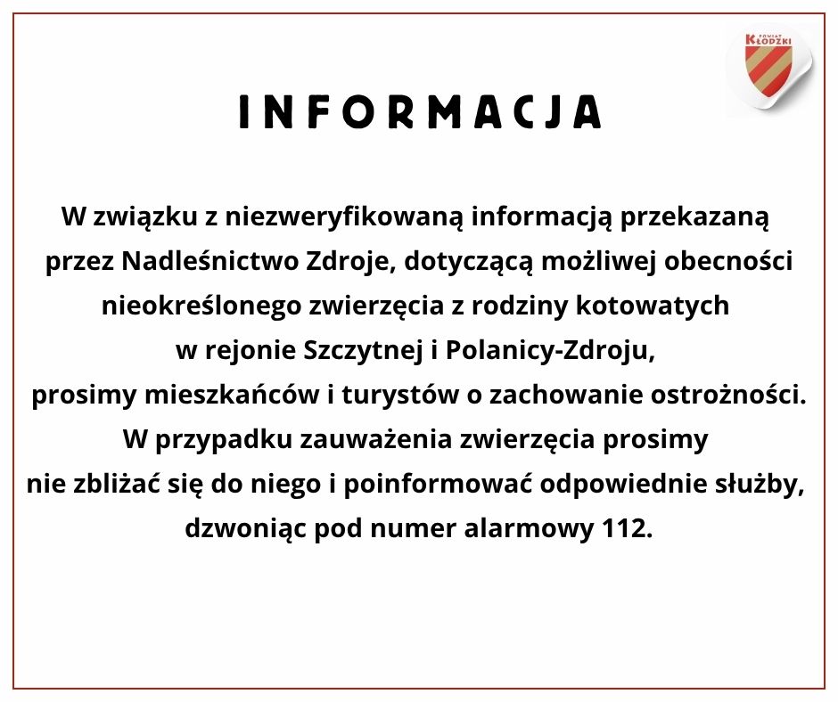Uwaga na niebezpieczne zwierzę w powiatcie kłodzkim - Paragraf