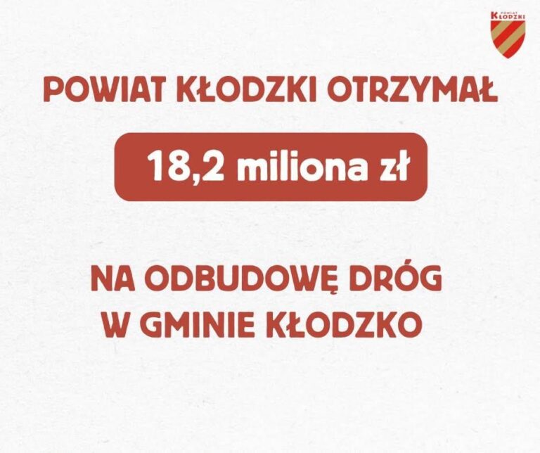 Ponad 18 mln zł na odbudowę dróg w gminie Kłodzko - Dolnośląskie