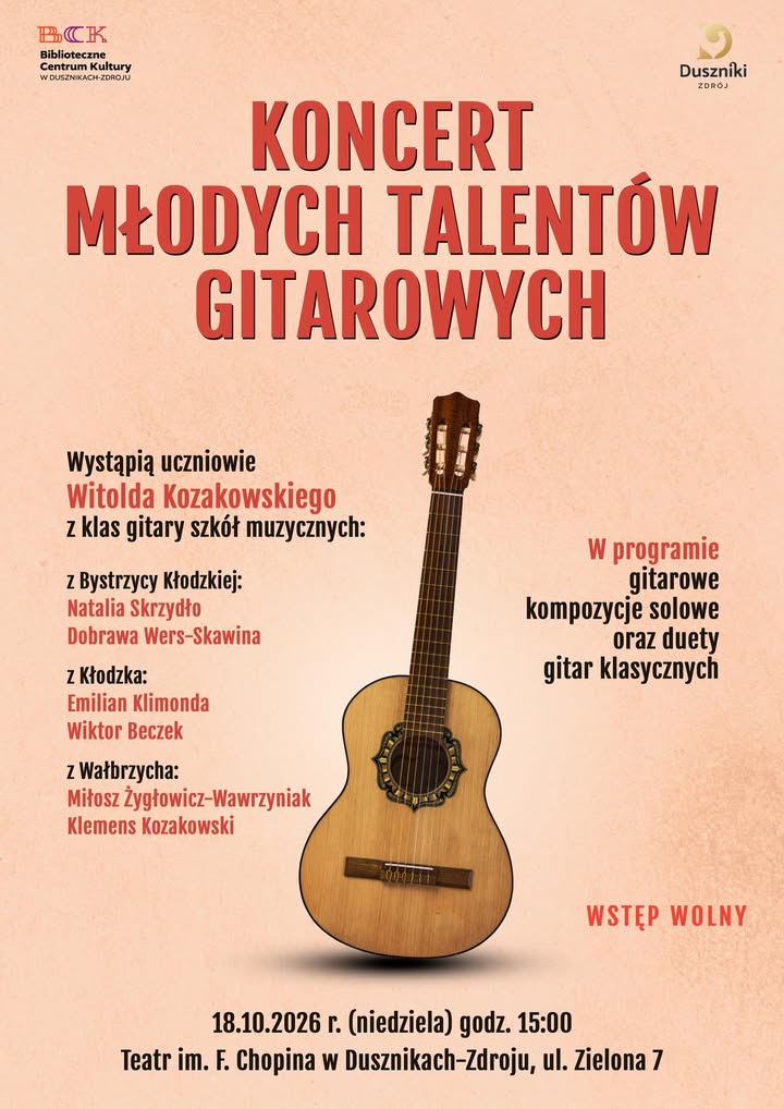 Koncert Młodych Talentów Gitarowych w Dusznikach-Zdroju - Duszniki-Zdrój